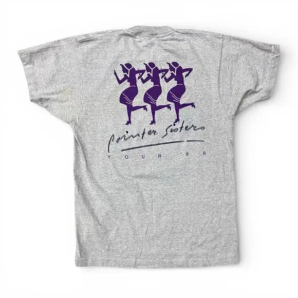 Vintage Pointer Sisters 1986 Tour Gray TShirt Band Tee Music USA Made 80s Single - Picture 2 of 13